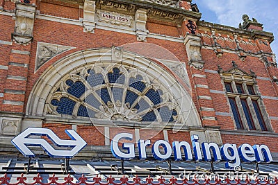 Entrance to the Station of Groningen Editorial Stock Photo