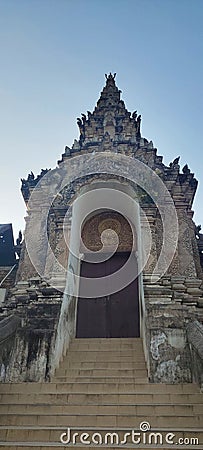 Entrance to the Temple, Create with intention Ancient art of care and conservation, northern Thailand Stock Photo