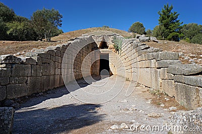 the tomb called the treasure of Atreus in Mycenae Stock Photo