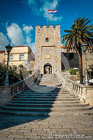 Entrance to town Korcula Stock Photo