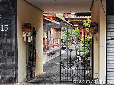 An entrance to a traditional balinese house Oh Bali Islandin Indonesia Editorial Stock Photo