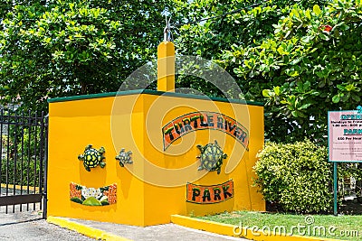 Entrance to the Turtle river park at Ocho Rios, Jamaica Editorial Stock Photo