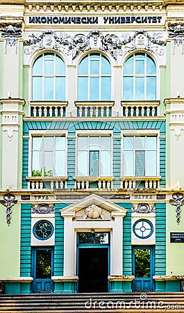 Entrance to the university of economics in Varna...IMAGE Editorial Stock Photo