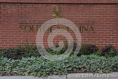 Entrance to the University of South Carolina Campus in Columbia Editorial Stock Photo