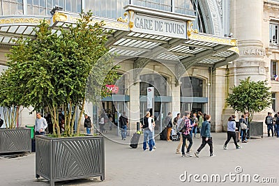 Entrance. Train Station. Tours. France Editorial Stock Photo