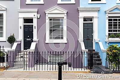 Entrances to some typical english row houses Stock Photo