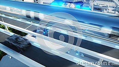 Entraînement très rapide électrique futuriste noir de voiture dans le sity du sci fi, ville Concept d'avenir Animation 4K réalist Entraînement très rapide électrique futuriste noir de voiture dans le sity du sci fi, ville Concept d'avenir Animation 4K réalist