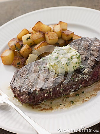 Entrecote de Beouf' with Roquefort Butter Stock Photo