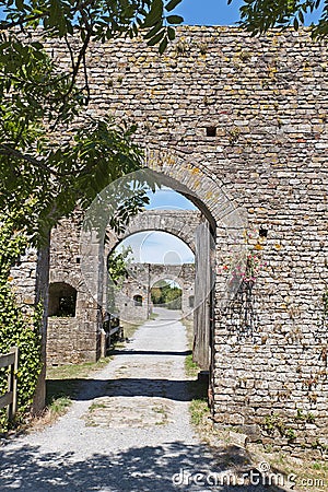 Entree with arches bridge of fortified castle Stock Photo