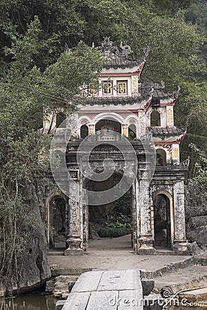 Entrence of buddhist temple. Nimh Binh, Vietnam. Stock Photo