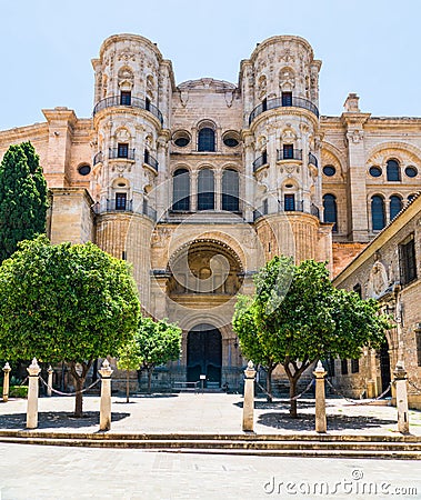 Entrence of the Catedral de Malaga Editorial Stock Photo