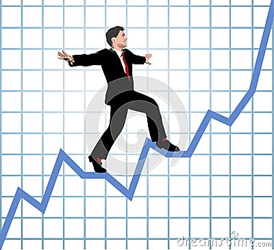 Entrepreneur climb start up chart Vector Illustration