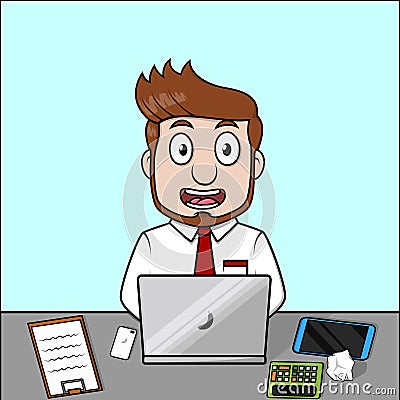 Entrepreneur Feel Excited To Work Color Illustration Vector Illustration