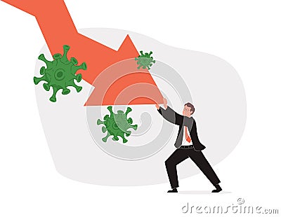 Entrepreneur small business owner fight to survive in COVID-19 crisis recession concept, calm businessman business owner Vector Illustration