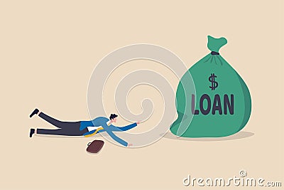 Entrepreneur soft loan to continue business in economic crisis impact by COVID-19 pandemic concept, tried broke businessman small Stock Photo