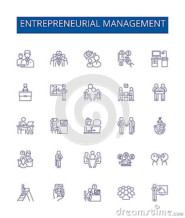 Entrepreneurial management line icons signs set. Design collection of Entrepreneurial, Management, Start up, Business Vector Illustration