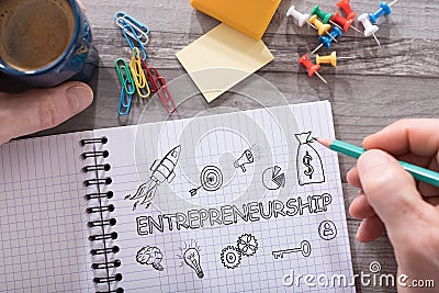 Entrepreneurship concept on a notepad Stock Photo