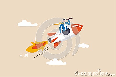 Entrepreneurship, startup vision or empowerment, leadership to see future vision and start business concept, smart confidence Vector Illustration