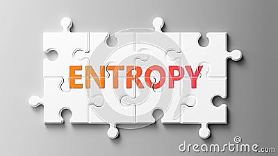 Entropy complex like a puzzle - pictured as word Entropy on a puzzle pieces to show that Entropy can be difficult and needs Cartoon Illustration