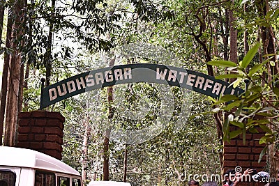 Entry gate of dudhsagar waterfall in goa, india Editorial Stock Photo