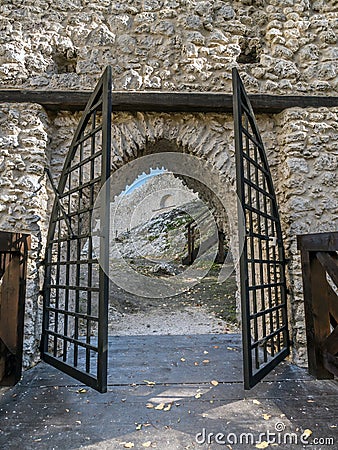 Entry gate of medieval castle Smolen Stock Photo