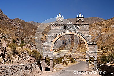 Entry gate to Canyon Colca Stock Photo