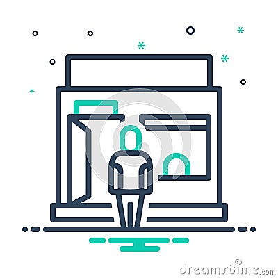 Mix icon for Entry, door and open Stock Photo