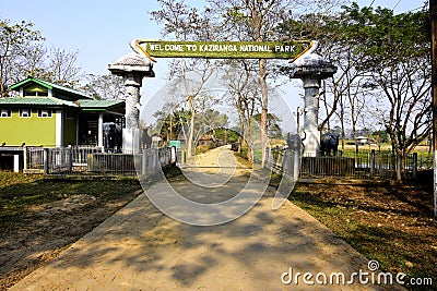 The entry point of the Kaziranga National park, Assam,India. Editorial Stock Photo