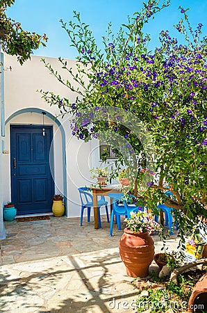 Entry to typical Greek house Stock Photo