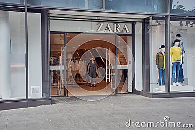 Entry of a zara store in Mainz Editorial Stock Photo