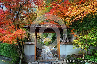 Entryway in Japanese Garden Stock Photo