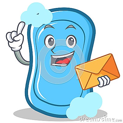 With envelope blue soap character cartoon Vector Illustration