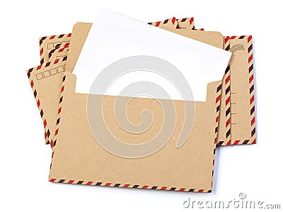 Envelope brown-gray wood par avion Stock Photo