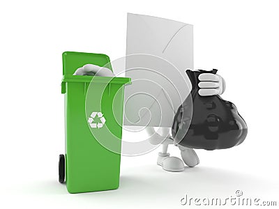 Envelope character with dustbin Cartoon Illustration