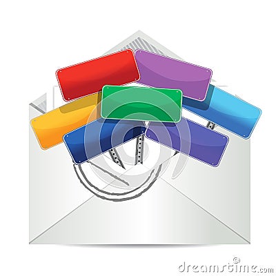 Envelope with color signs Cartoon Illustration