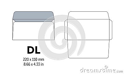 Envelope DL template for a4, a5 paper with cut lines Vector Illustration