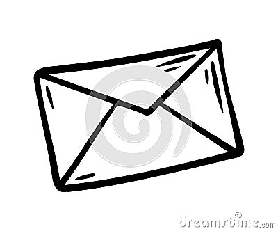 Envelope doodle hand drawn letter icon Vector Illustration