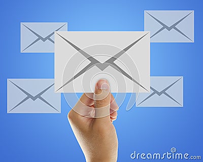 Envelope email in hand of businessman Stock Photo