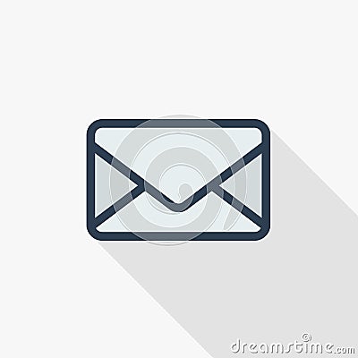 Envelope, email letter, mail thin line flat color icon. Linear vector symbol. Colorful long shadow design. Vector Illustration