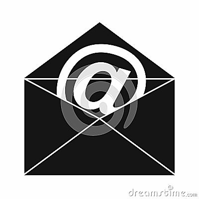 Envelope with email sign icon, simple style Vector Illustration