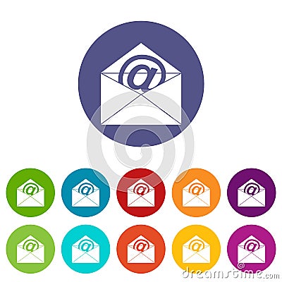 Envelope with email sign set icons Vector Illustration