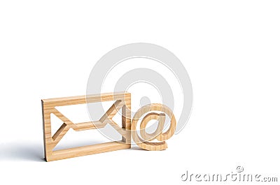 Envelope and email symbol on a white background. Concept email address. Internet technologies and contacts for communication. Stock Photo