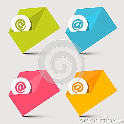 Envelope Email Vector Icons Set Vector Illustration