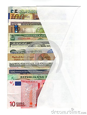 Envelope with foreign currency Stock Photo