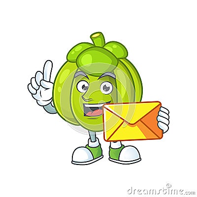 With envelope green pumpkin isolated on white background Vector Illustration