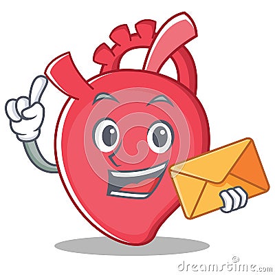 With envelope heart character cartoon style Vector Illustration