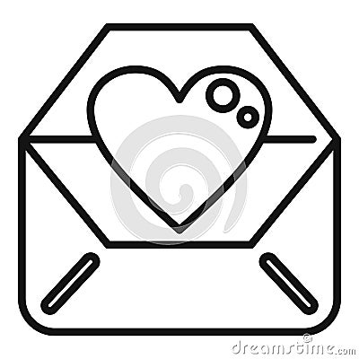 Envelope heart invitation icon outline vector. Event planner Stock Photo