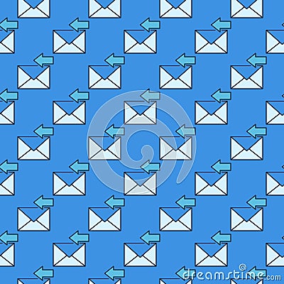 Envelope and Horizontal Arrow vector blue seamless pattern Stock Photo
