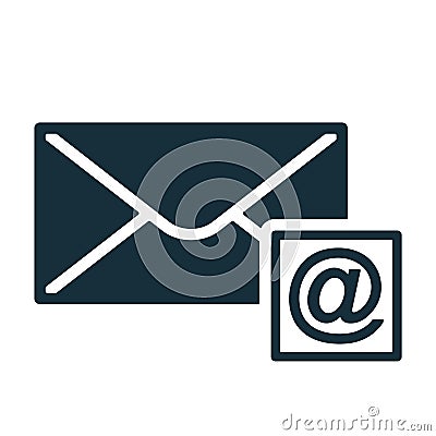 Envelope icon flat black closed email Stock Photo