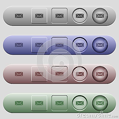 Envelope icons on horizontal menu bars Stock Photo